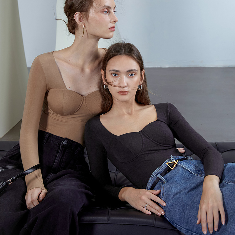 Silk Heating Latex Chest Pad All In One Bottoming Shirt