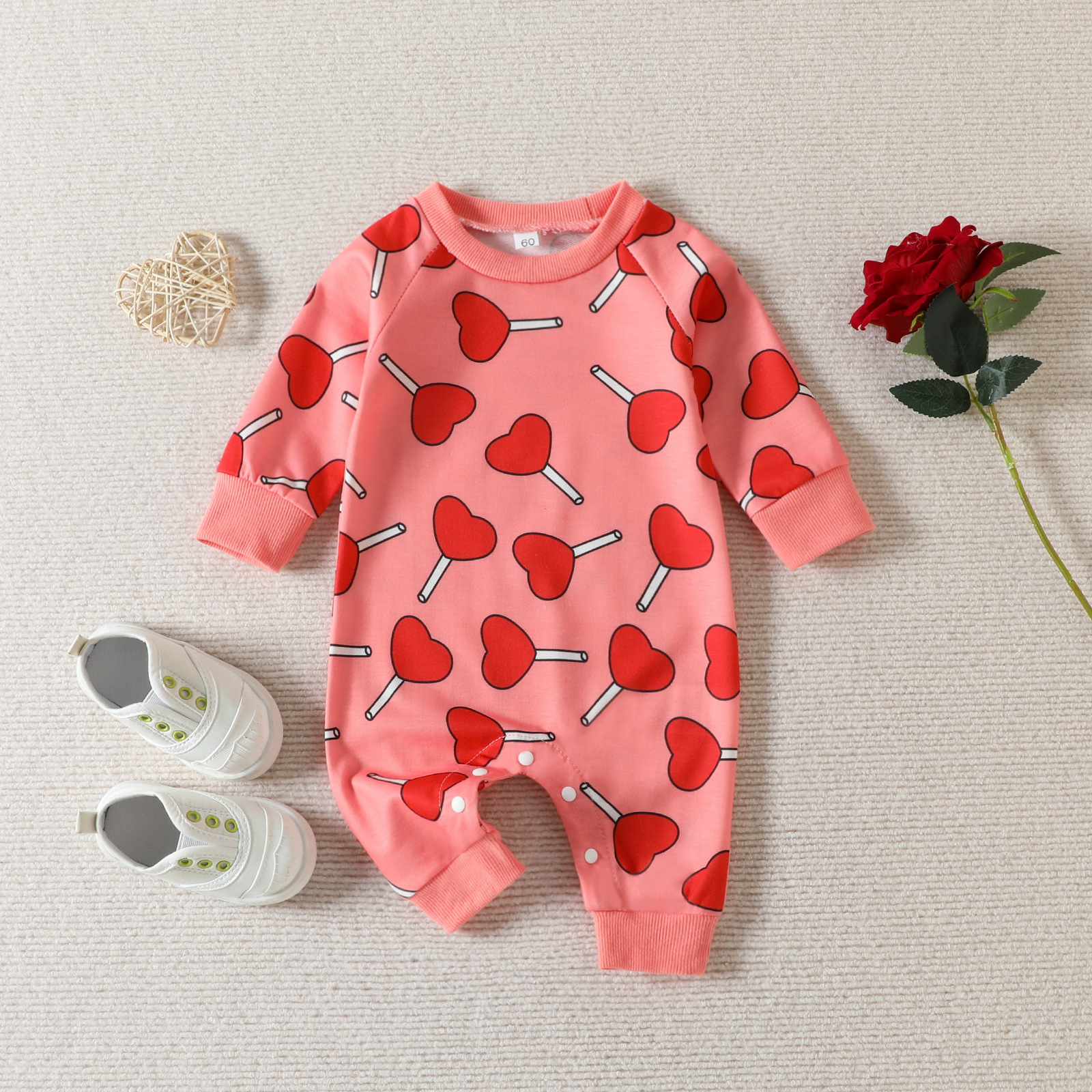 Cartoon Love Printed One-piece Romper