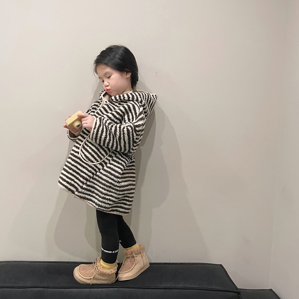 Title 1, Fall Winter Hooded Striped Coat Children