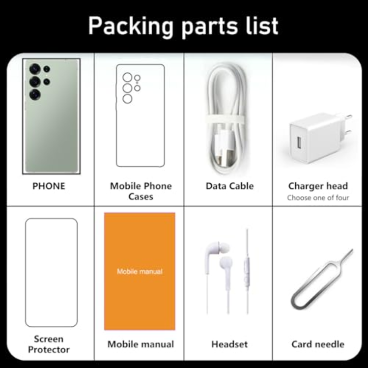 C25 Ultra Unlocked Phone,5G Smartphone 8GB 256GB 7.3-inch Android 14 Cell Phone 6800mAh Large Battery Dual SIM Face GPS