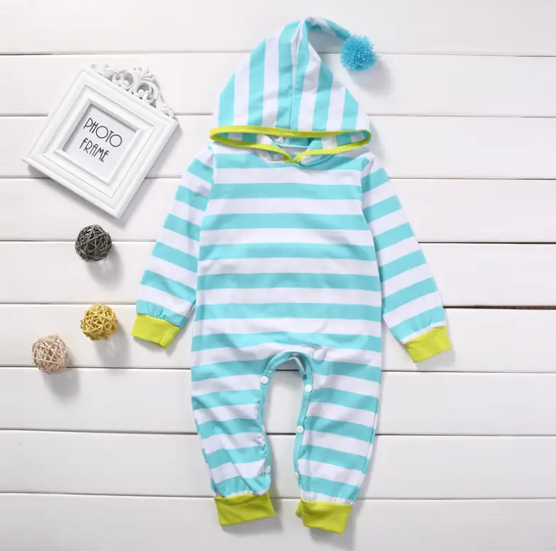 Baby Jumpsuit Solid Color Striped Long Sleeve Climbing Clothing