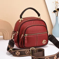 Versatile Crossbody Bag For Women Multi-zipper Design Shoulder Bags With Portable Fashion Handbags Small Square Bag - Red - View 1
