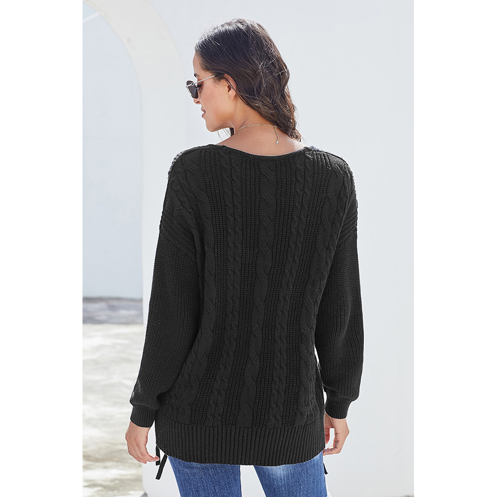 V-neck Long-sleeved Loose Pullover