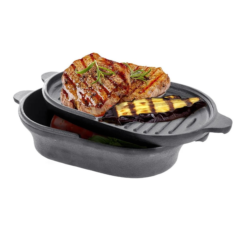 Home 2 In 1 Cast Iron Pot Dutch Oven Stew Skillet Fry Lid Camping Pan UK — image 8
