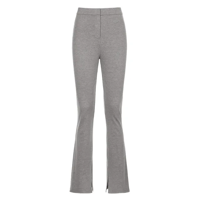 La Trousers Women's Sports And Leisure Trousers High Waist Split Slim Slimming Trousers Grey - Shop at LoveMi