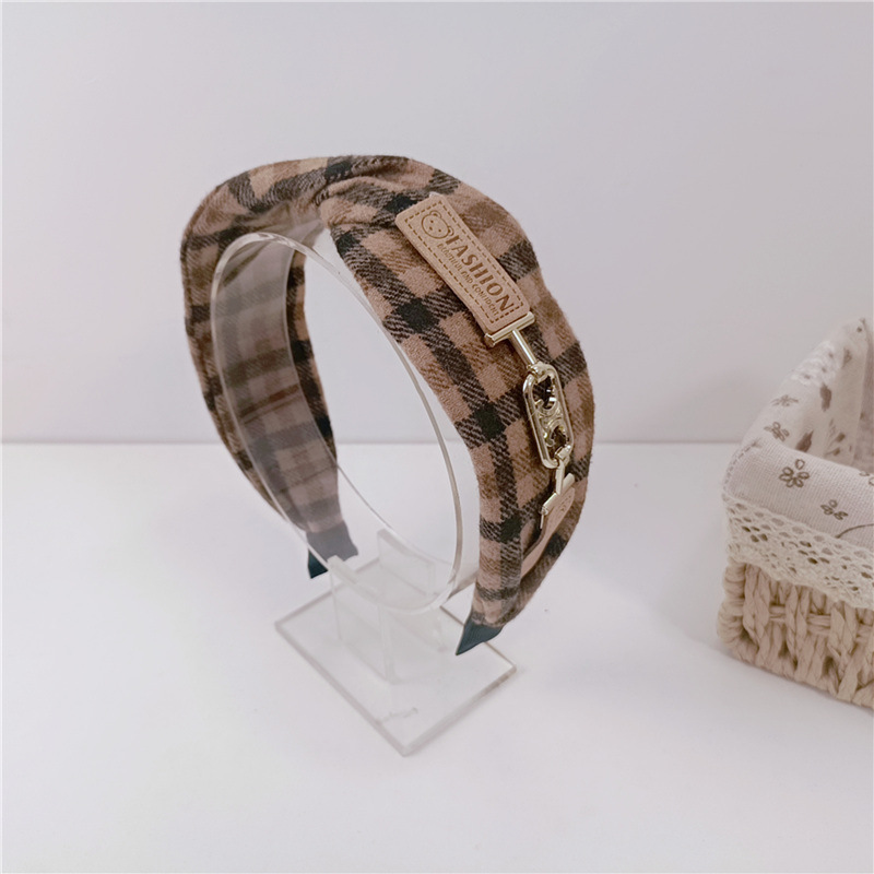 Simple Plaid Headband Fabric Hairband Temperament Small Checkered Hair Hoop - Shop at LoveMi