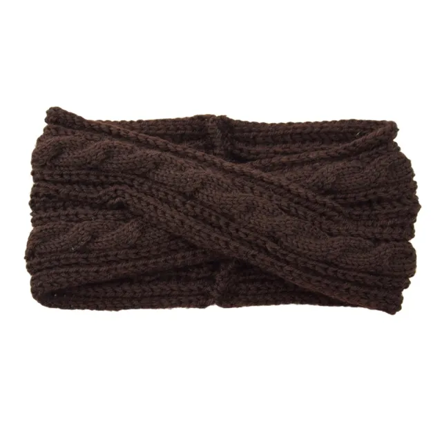 European And American Knitting Twist Cross Wool Hair Band Coffee - Shop at LoveMi