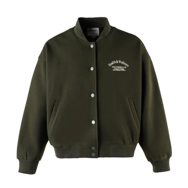 Vintage Themed Embroidered Cropped Jacket Oversized Dark Green - Shop at LoveMi