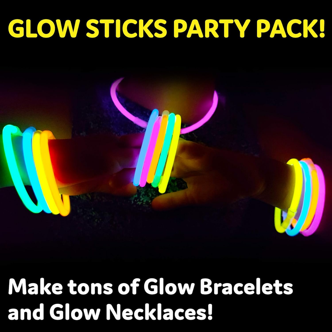 Glow Sticks Party Supplies 100pk - 8 Inch Glow In The Dark Light Up Sticks Party Favors, Glow Party Decorations, Neon Party Glow Necklaces And Glow Bracelets With Connectors