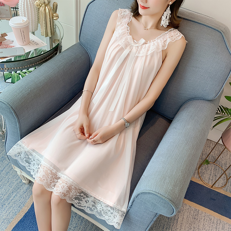 Title 3, Cute Princess Home Wear Nightdress With Chest Pad