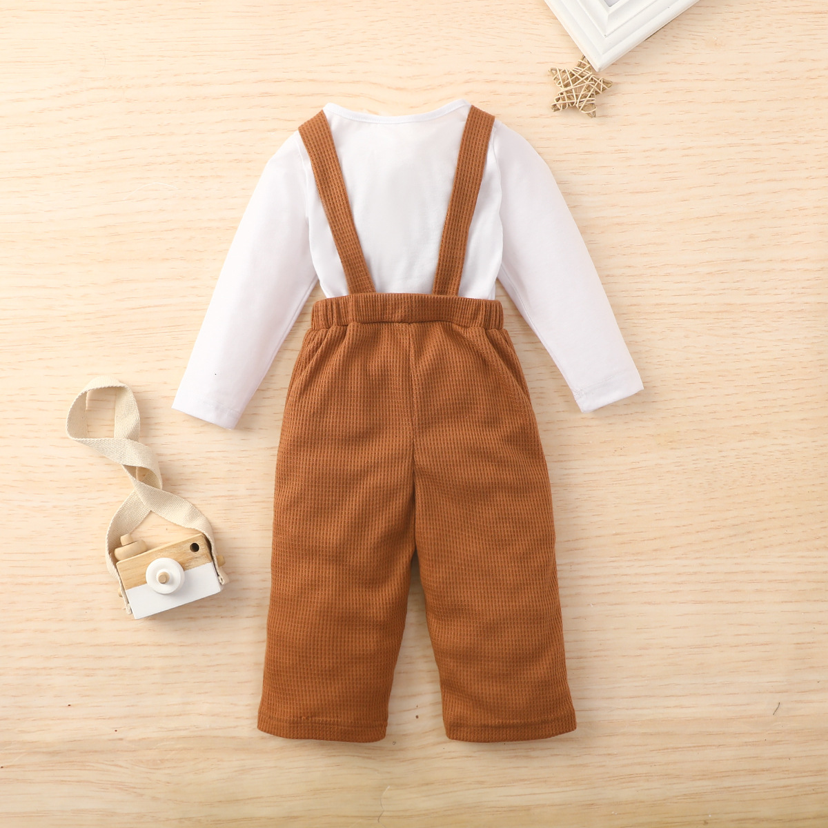 Solid Color Long Sleeve Pullover Top Cloud Print Bib Pants