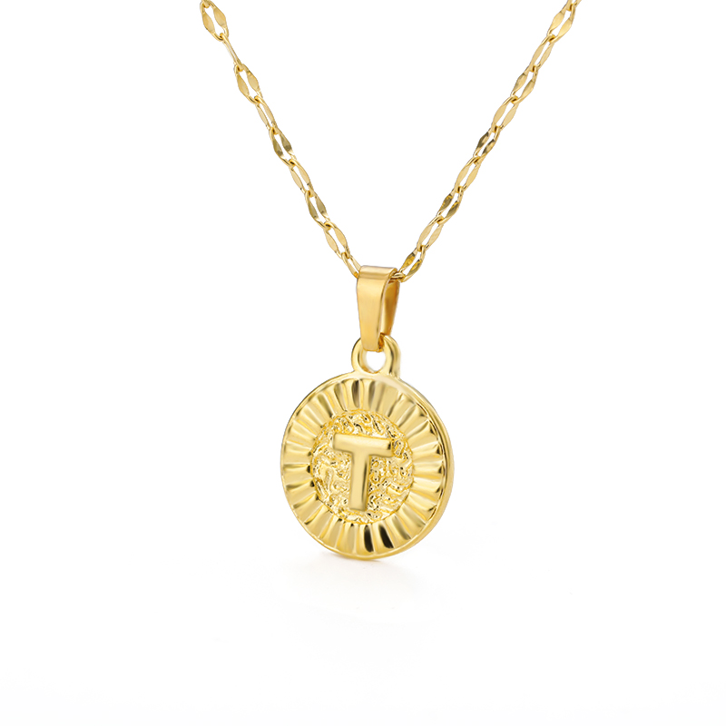 English Alphabet Disc Necklace Women And Men