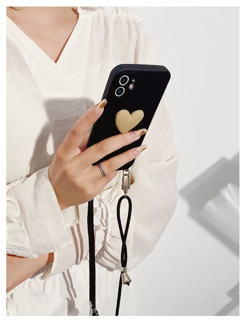 Temperament Love Adjustable Mobile Phone Case With Messenger Rope