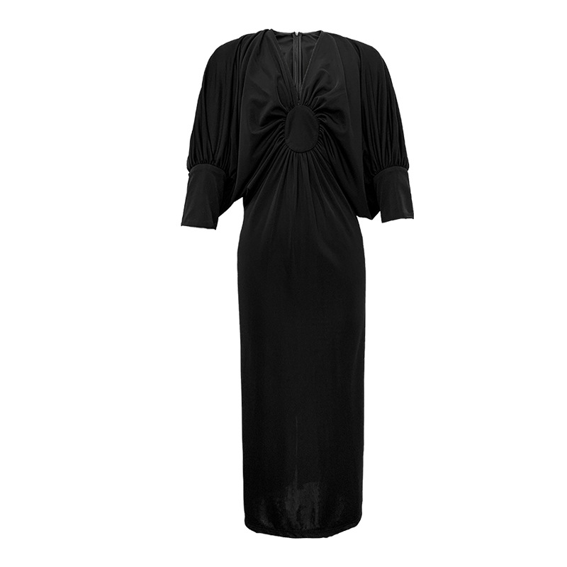 Pleated-Waist Long-Sleeve Dress, picture 4 of 5