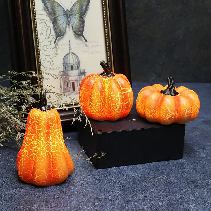 New Halloween Pumpkin Lantern Simulation Pumpkin LED Candle Lamp Resin Luminous Pumpkin – image 5