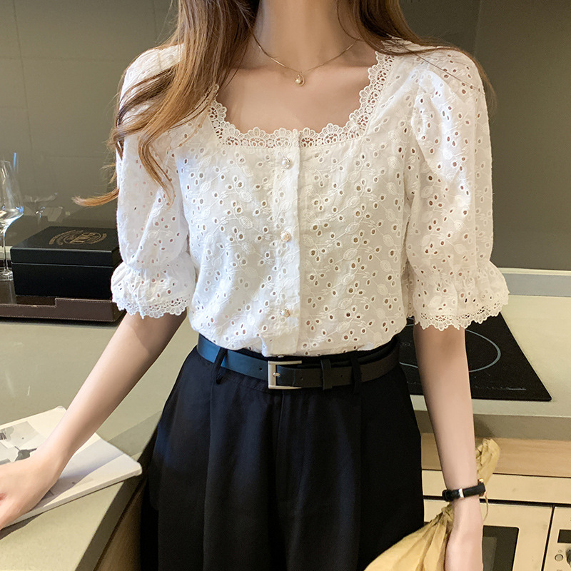 Title 2, Square Neck Cutout Piece Small Short Sleeve Shi...