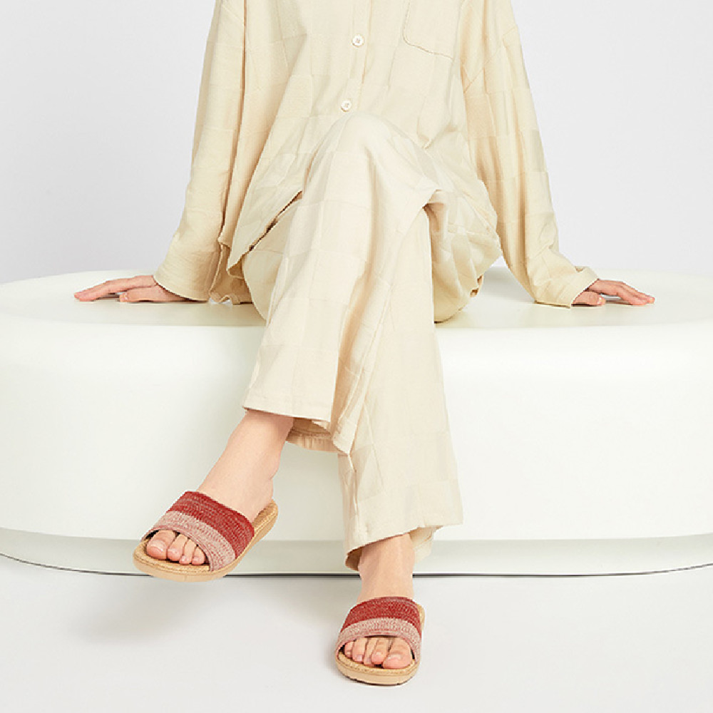 New Summer Contrast Color Linen Slippers Cool Breathable Sweat Absorbing Home Slippers
