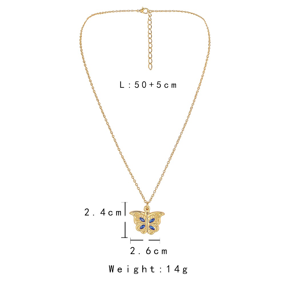 Diamond Photo Box Butterfly Necklace Heart Pendant