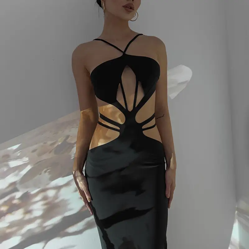 Slim-fit Dress Hollow-out Design Sense Niche