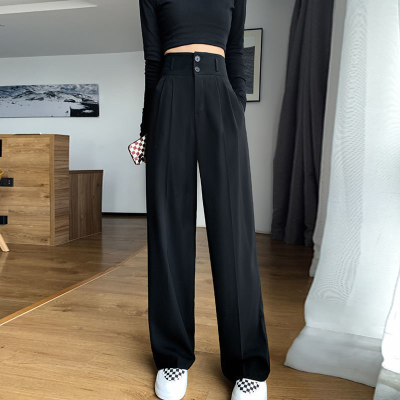 Title 1, Black Two-Button Loose-fitting Wide-leg Pants. ...