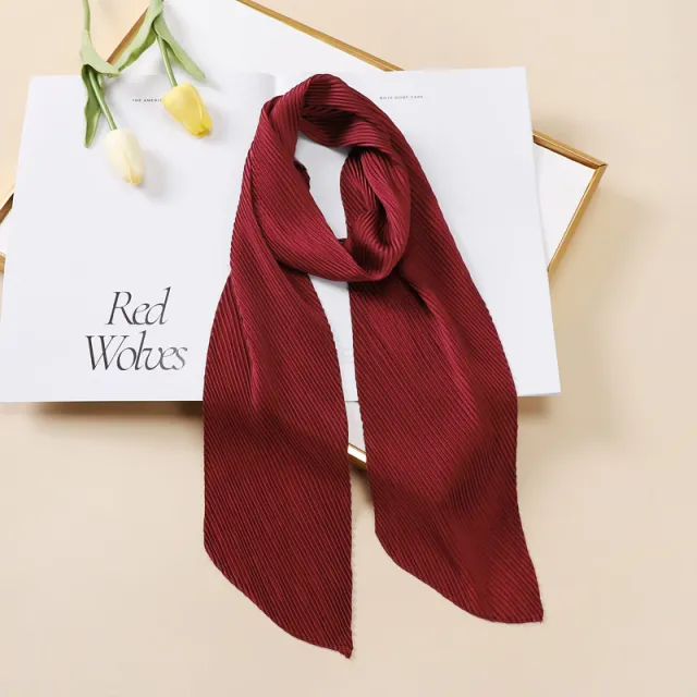Color Blocking Small Ribbon Scarf Women's Pleated Hair Band Yz1018 10X130Cm - Shop at LoveMi