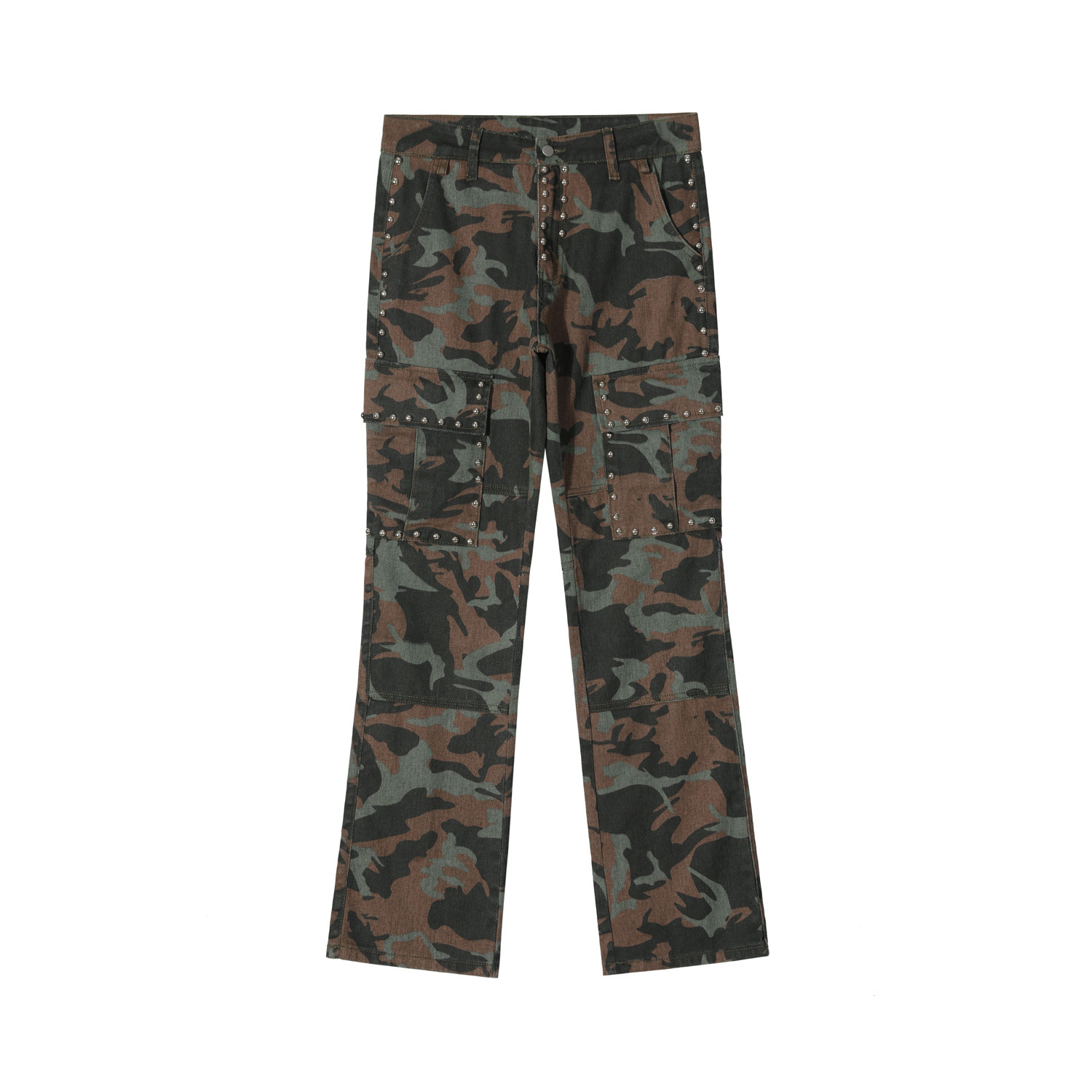 Slim Fitting Camouflage Casual Straight Trousers