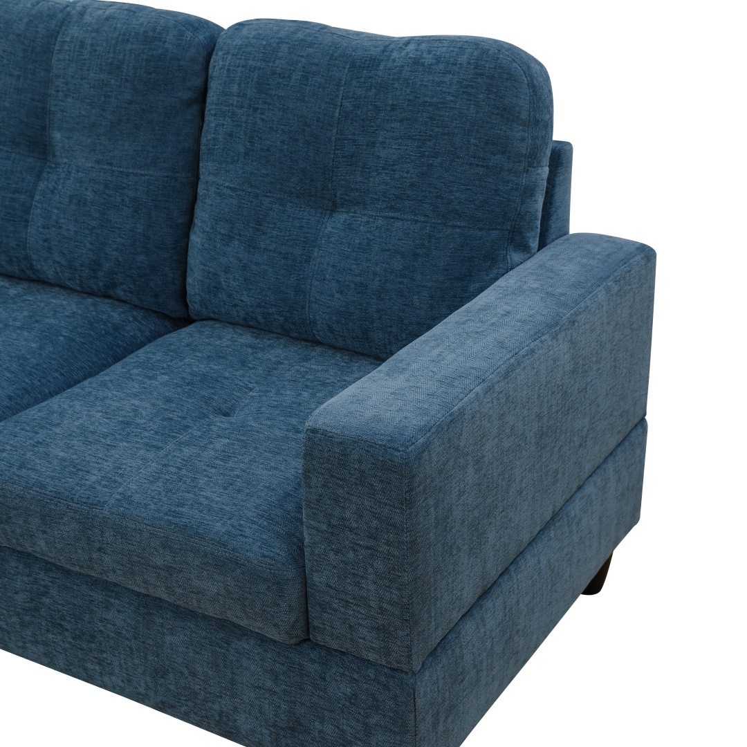Pickup Only--Blue Flannel 3-Piece Couch Living Room Sofa Set