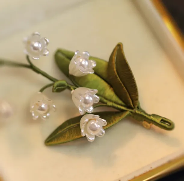 Vintage Corsage Coat Accessories With Handmade Lily Of The Valley Wrapped Pins Green - Shop at LoveMi