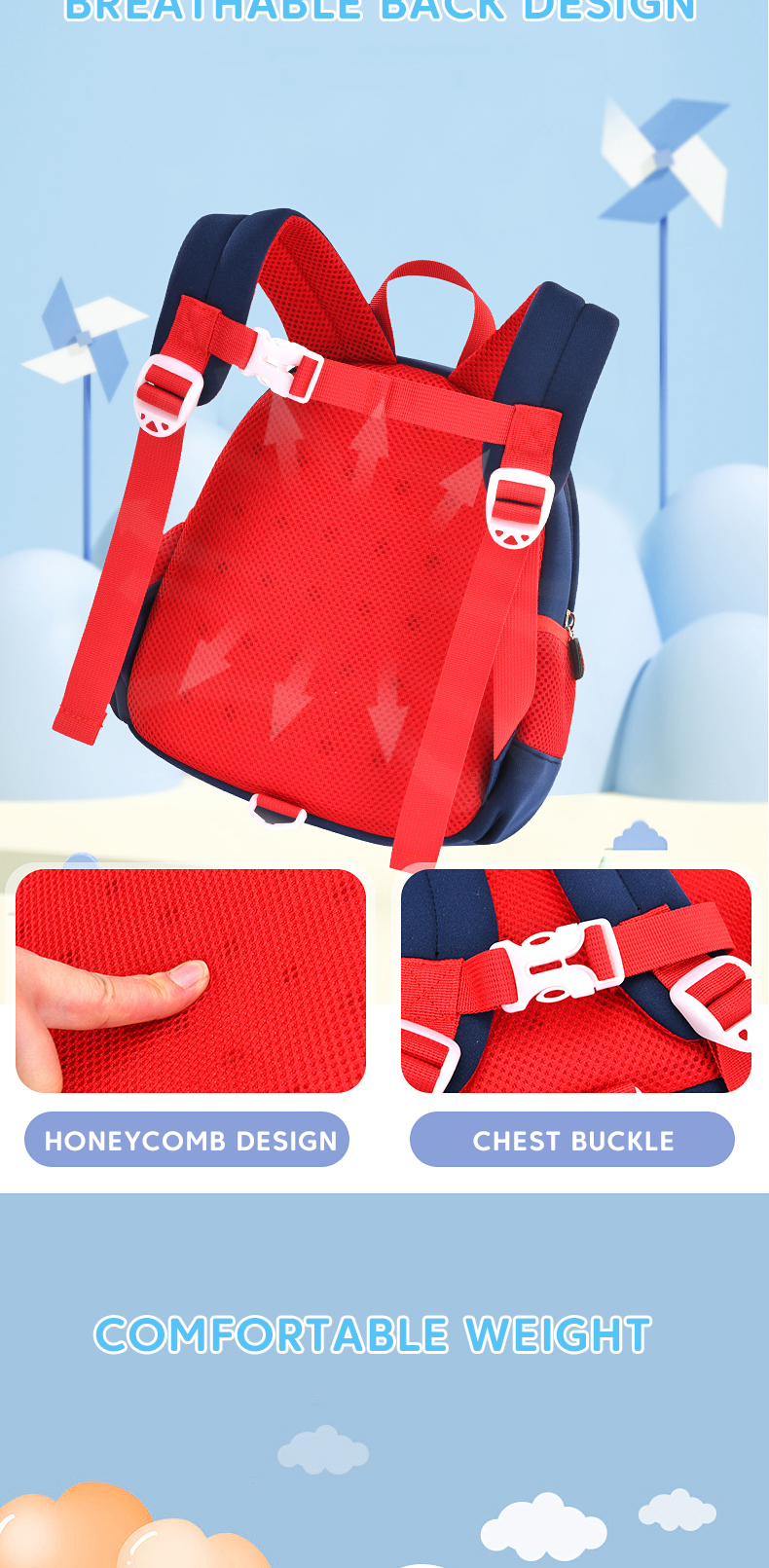 Anti-lost Ultra-light Breathable Cute Backpack For 2-year-old Girls
