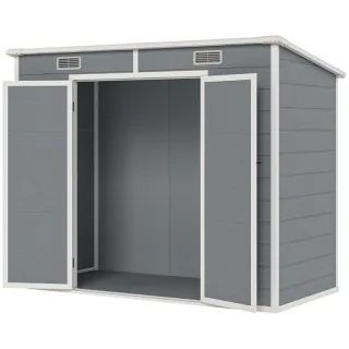 Plastic Outdoor Storage Shed With Floor, Window, Lockable Doors And Vents For Backyard Patio Lawn, Multiple Packages Shipped. Please Pay Attention To The Dimensions And Weight In T