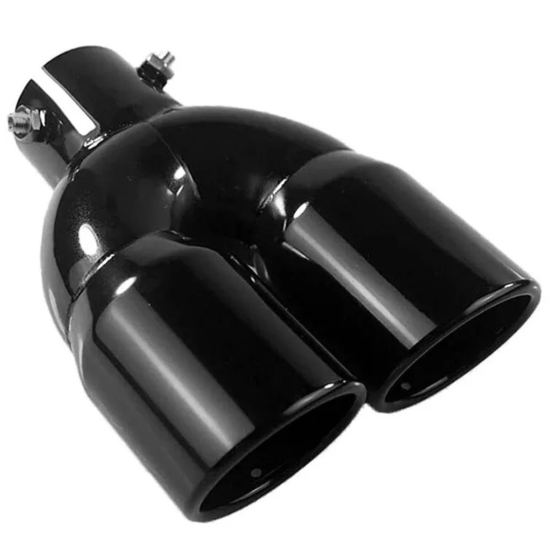 Universal Twin Dual Exhaust Trim Tip Double Muffler Pipe Black Tail 63 Mm UK