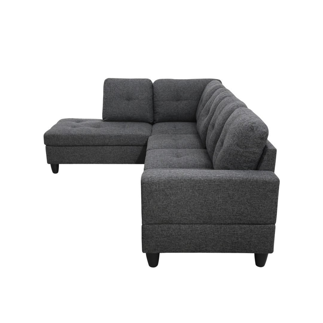 Pickup Only--Black Grey Linen 3-Piece Couch Living Room Sofa Set