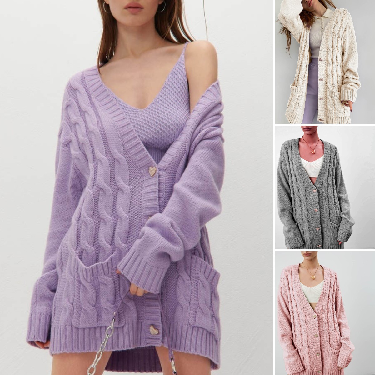 Title 2, Loose Mid-length Knitted Cardigan Jacket