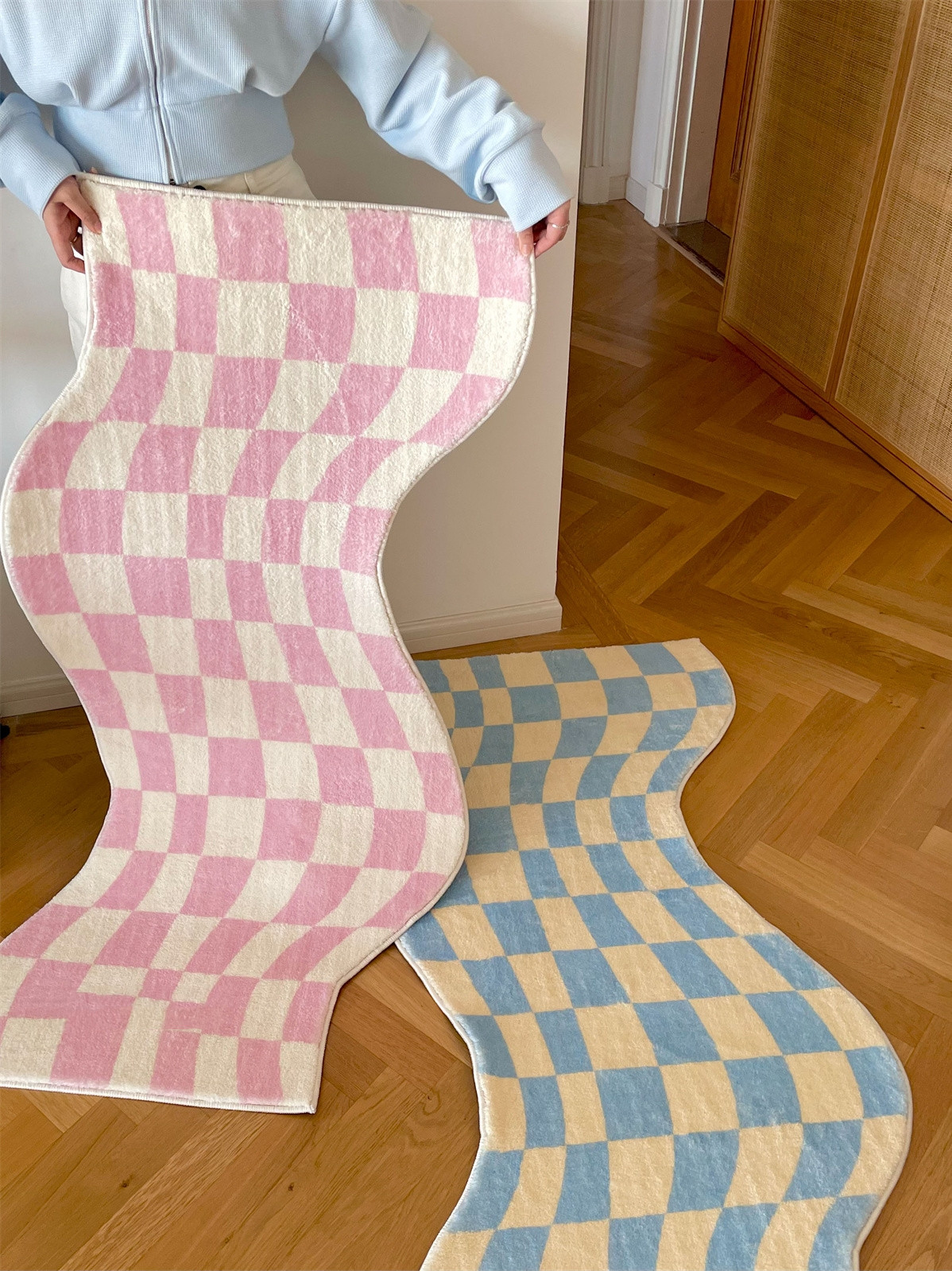 3b8be27c 05ee 4932 b429 10bc2c4d02dc - Design Special-shaped Checkerboard Bedroom Plush Doormat
