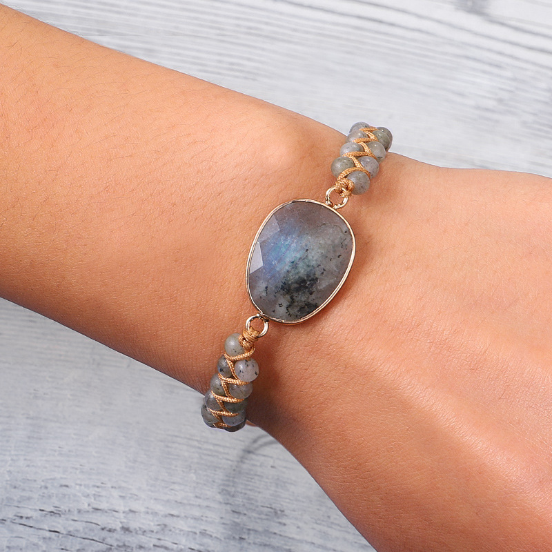 Bound Irregular Sparkling Stone Braided Bracelet