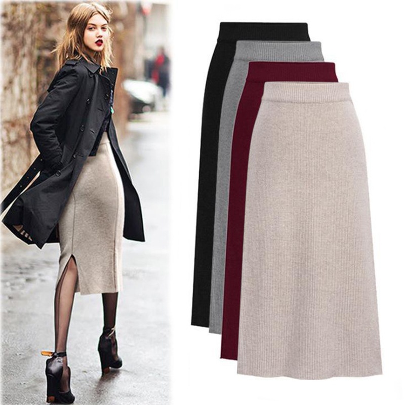 Women's Autumn And Winter New Style Plus Size Knitted Skirt Women