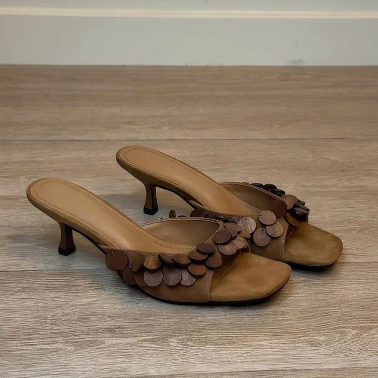 Women's Vintage Unique Design One Strap Slide Heels, New Fashion Stiletto Open Toe Slipper Sandals
