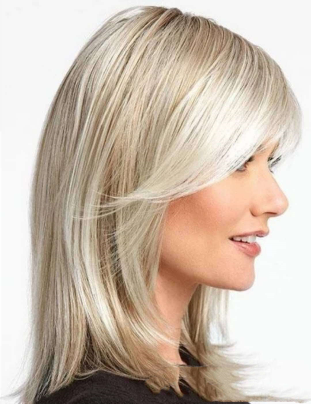 Medium Long Hair Platinum Highlights Brown Gradient Dyed Chemical Fiber Hair — foto 2