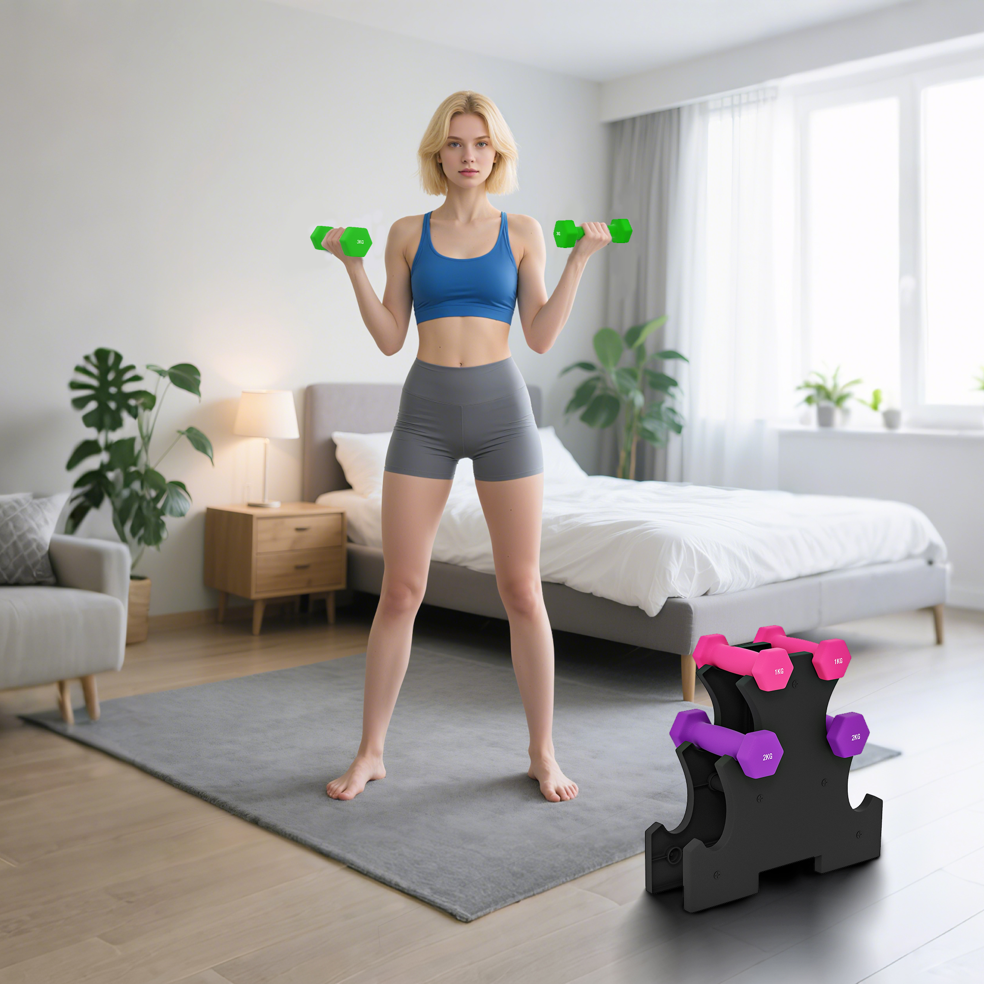 Dumbbell Set With Storage Rack , 2 X 1kg, 2 X 2kg, 2 X 3kg — image 6