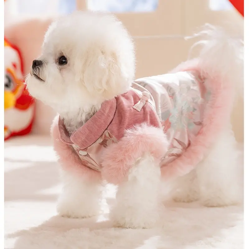 Autumn And Winter Dog New Year Clothes, Chinese-style Small Dog New Year Clothes, Festive Cat Cotton-padded Jackets, Pet Tang Suits