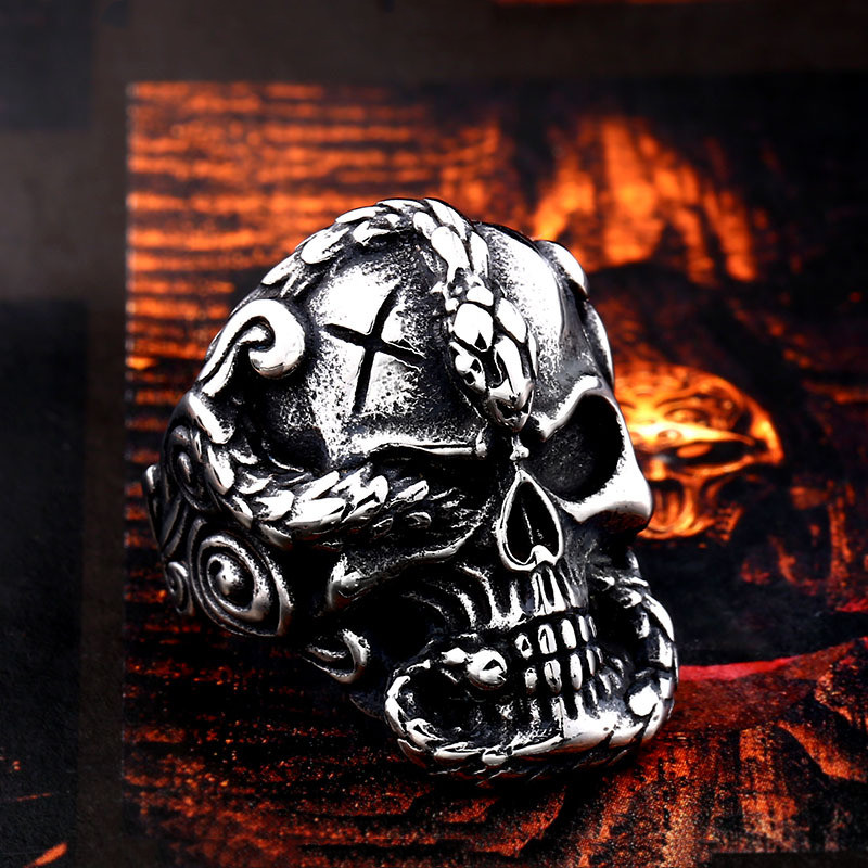 Bague Crâne Croix