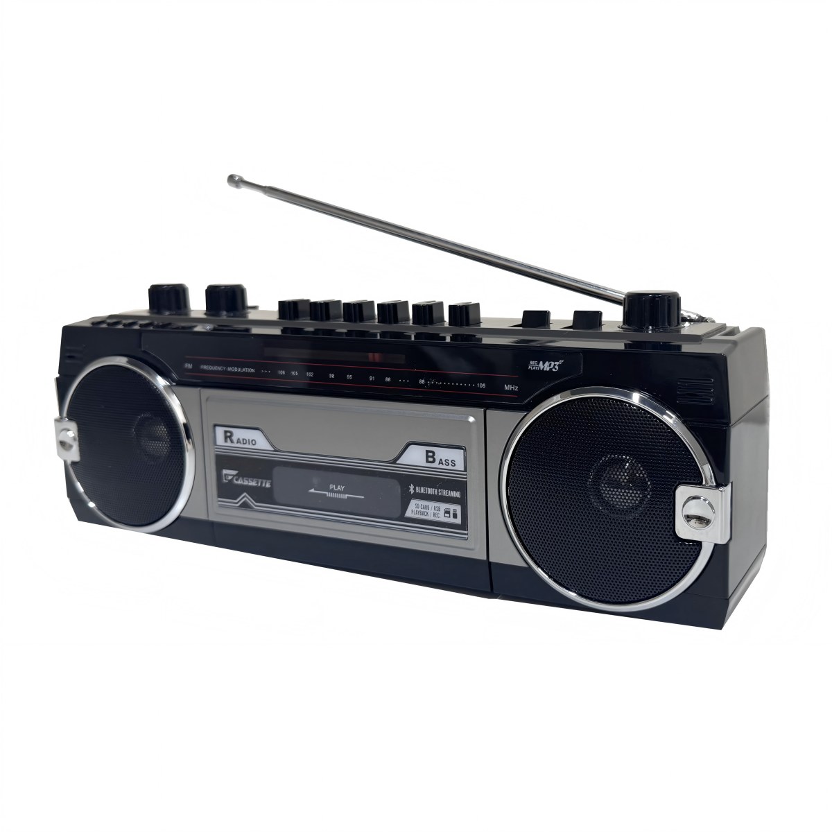 Retro Bluetooth Boombox Cassette Player With FM Radio Stereo Speakers USB SD 4
