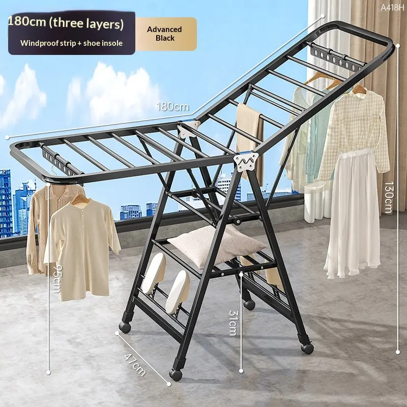 1.8-meter Premium Black - Three-layer Air Drying-windproof