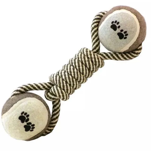 Pets Chew Toy Cotton Rope Tennis Dumbbell Rubbertoy Ball Medium Large Dog Interactive Toy Animal Playing Supplies Gray - Shop at LoveMi