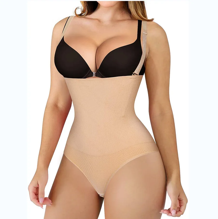 Women's High Waist Anti-Slip Silicone Belt Corset Waist Abdominal Beauty Panties - Skin Color-S
