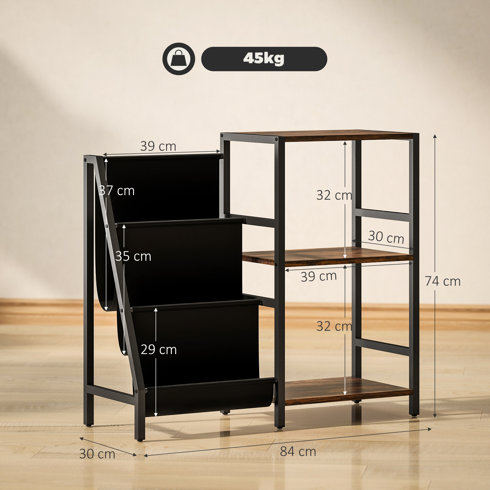 Three Layer Record Rack. The Table Next To Living Room. Bedroom -vintage Brown — image 5