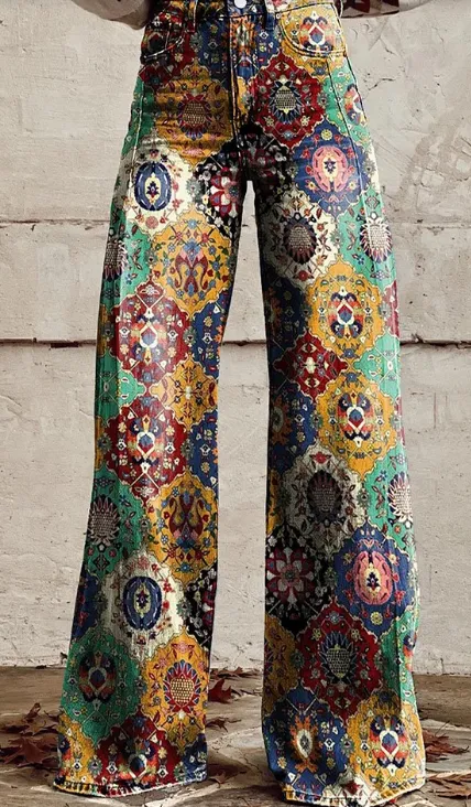 Daily High Rise Pattern Pocket Wide Leg Pants Plaid2 - Shop at LoveMi