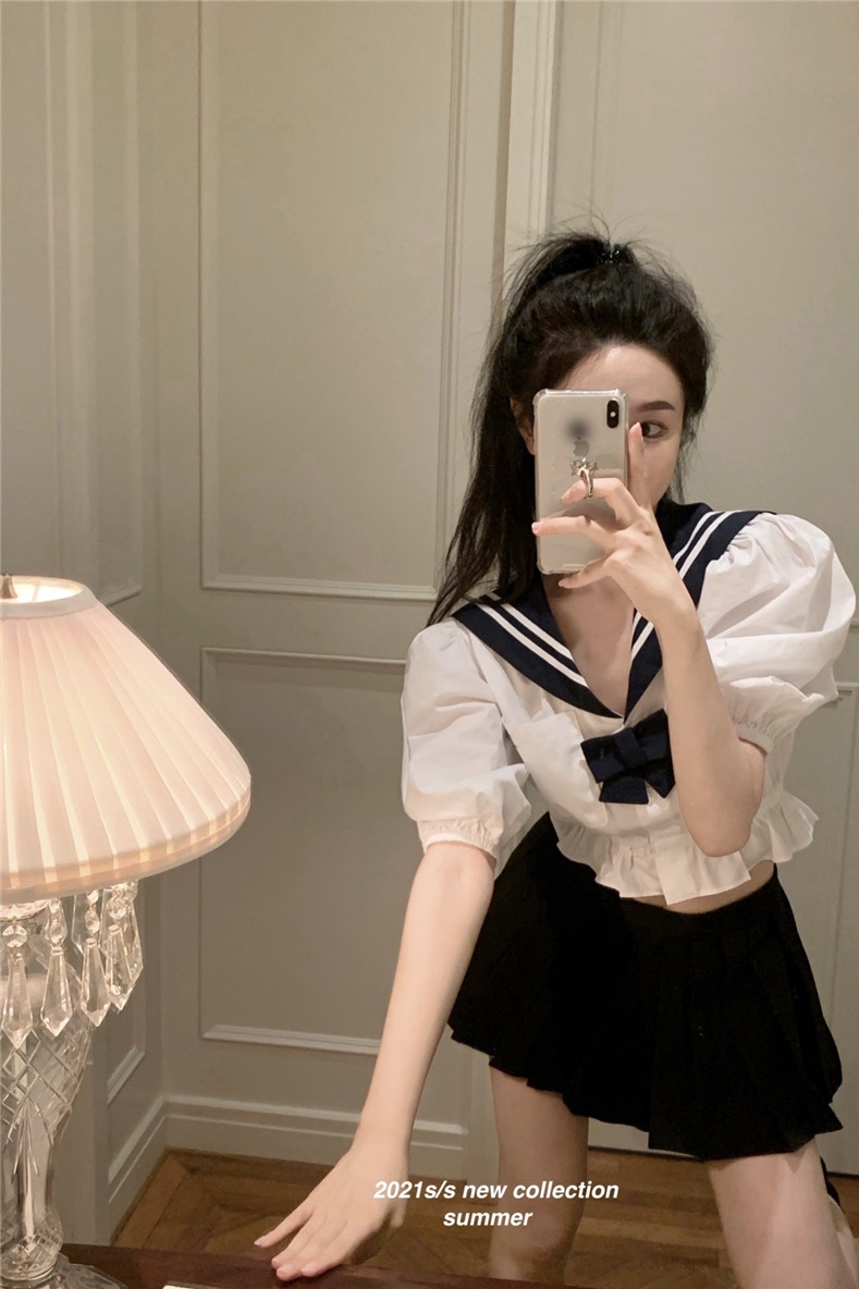 New Fashion Shirt Slimming Half-length Skirt Female Two-piece Suit