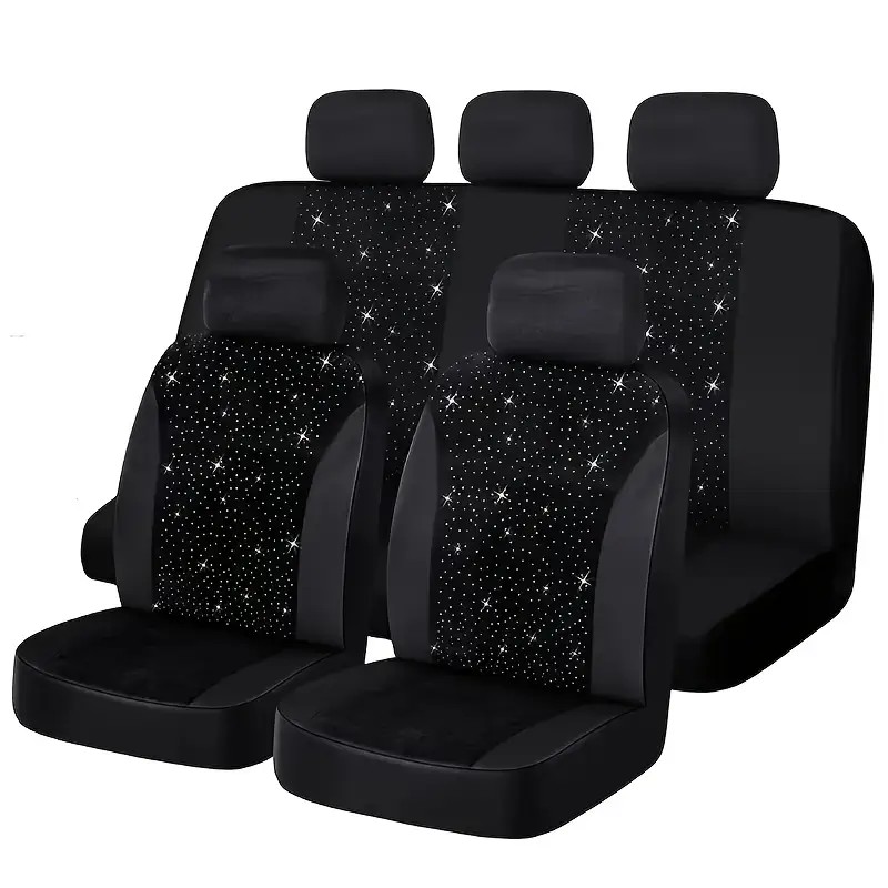 5-Seat Car Seat Cover, Classic And Timeless Design, Thin 2mm Thickness, Suitable For All Seasons Rhinestone Seat Cover product image