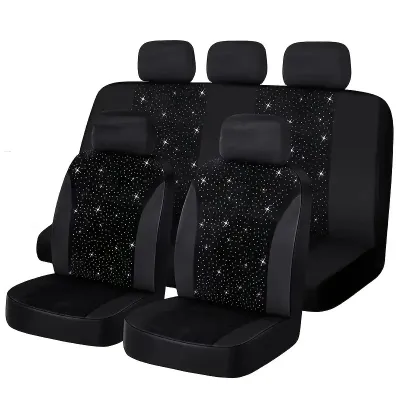 5-Seat Car Seat Cover, Classic And Timeless Design, Thin 2mm Thickness, Suitable For All Seasons Rhinestone Seat Cover